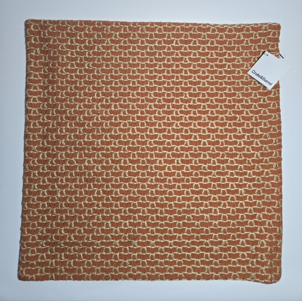 Crate&Barrel Orange and Tan Woven Throw